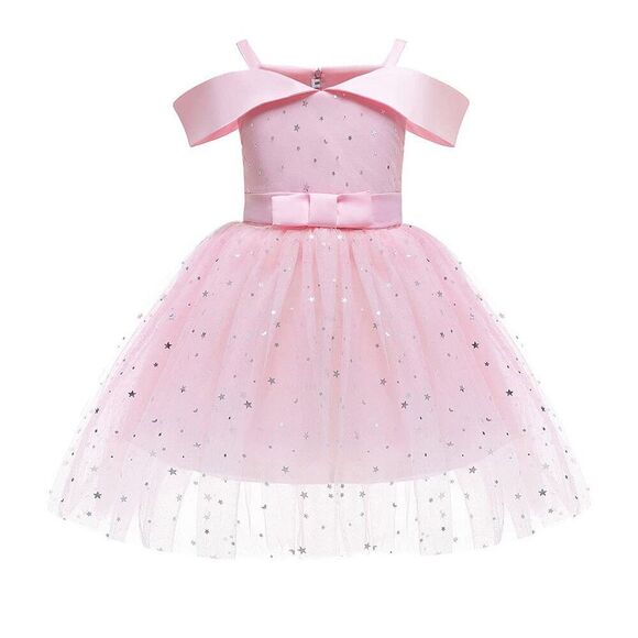 3-10T Suspender Satin Girl Dress One Shoulder Big Bow-Knot Simple Flower Girl D - Picture 1 of 7